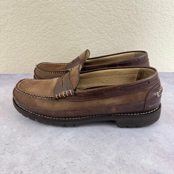 L.L. BEAN Allagash Handsewns Penny Loafers Brown Leather Mens 12 D main image 11